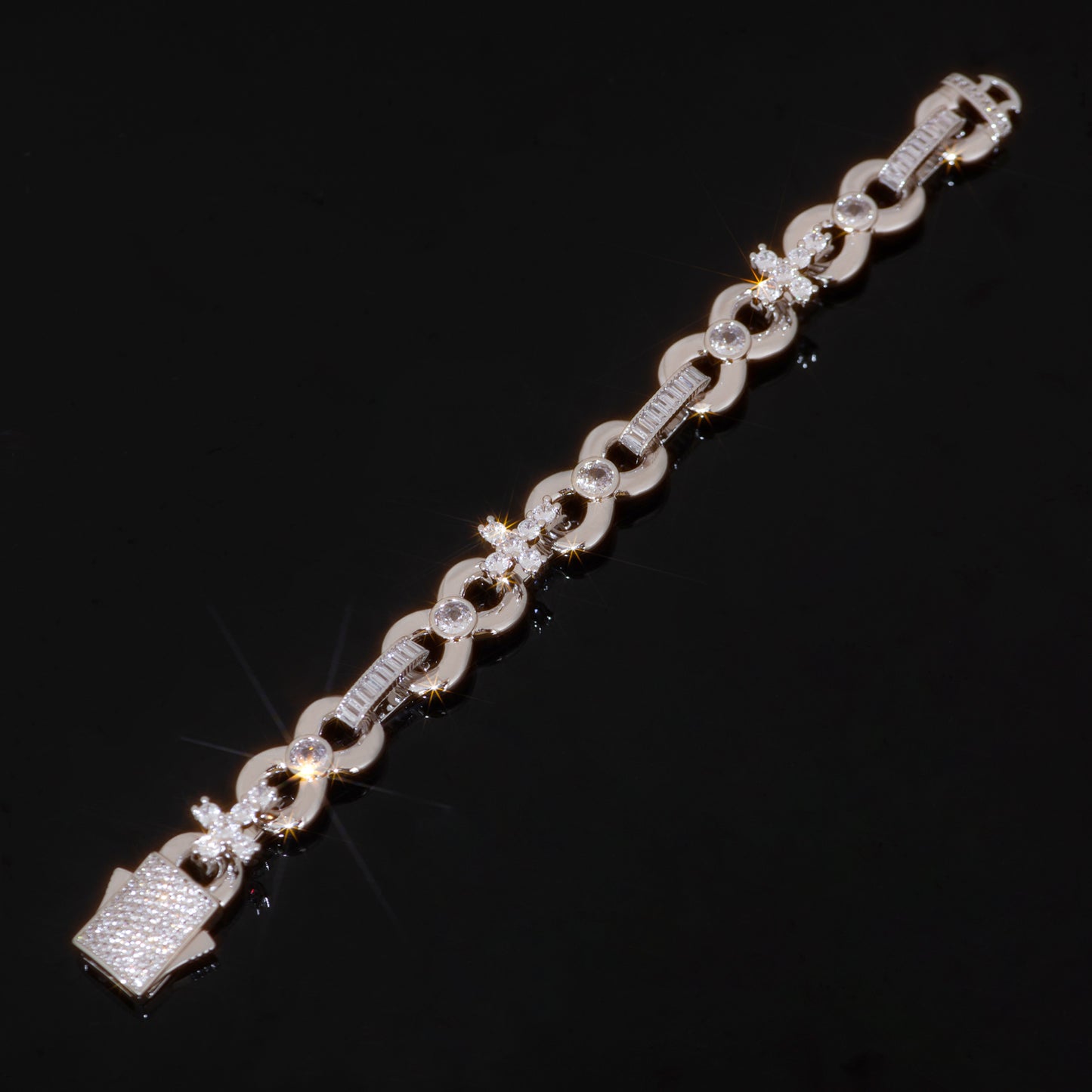 12mm Baguette Cut Cross Bracelet