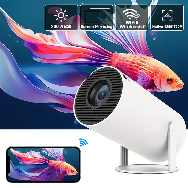 1080P Projector with Speaker Portable Mini Projetor For Android 11 Dual 200 ANSI Allwinner Home Cinema Outdoor Projetor Home Movies Mobile Phone