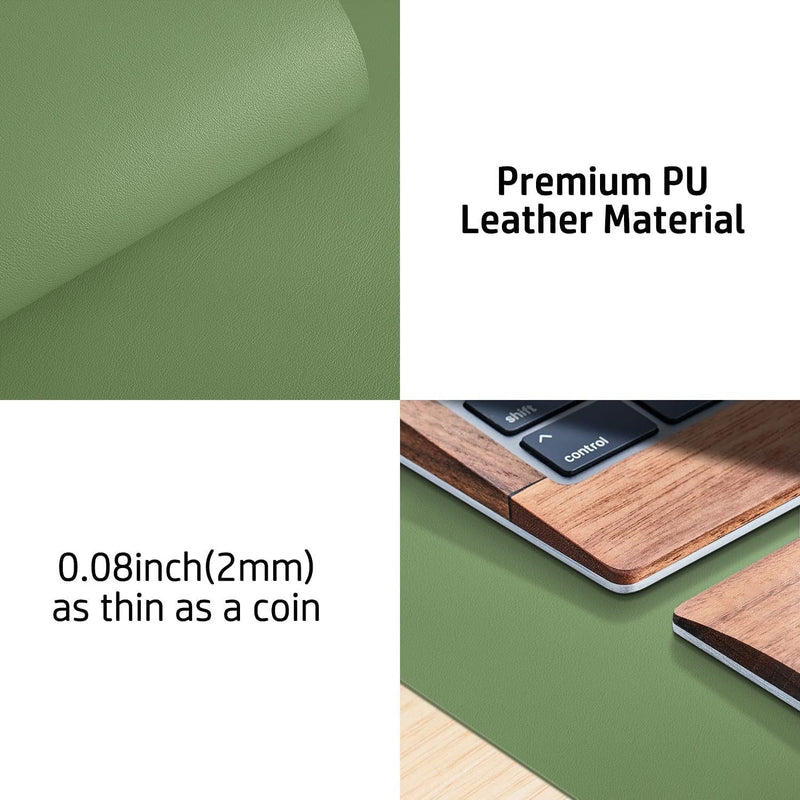 Leather Desk Pad Protector,Mouse Pad,Office Desk Mat, Non-Slip PU Leather Desk Blotter,Laptop Desk Pad,Waterproof Desk Writing Pad for Office and Home (31.5" X 15.7",Olive Green)