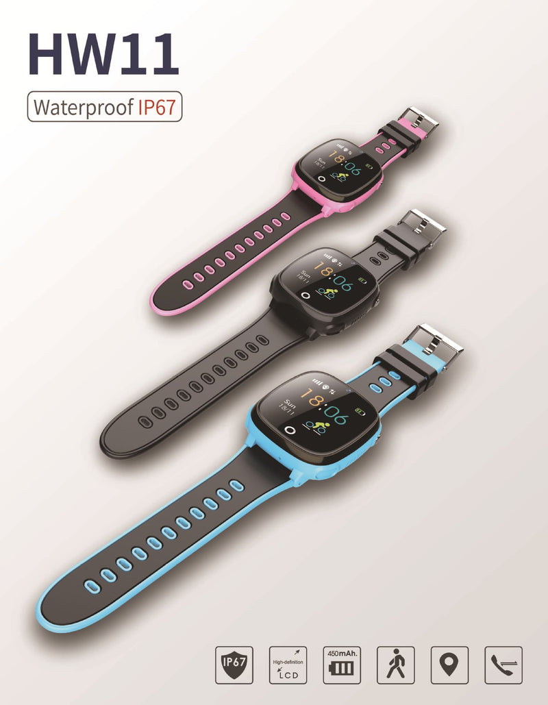 Smart watch  Two way calling,voice chat,SMS,one key SOS,one key listening,GEO-fence,pedometer,alarm clock more features