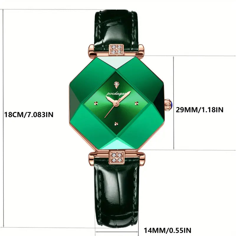 Stylish POEDAGAR Quartz Watch - Square Shape with Precise Analog Display, Durable Stainless Steel Case, Comfortable PU Leather Strap, Ideal for Daily Wear