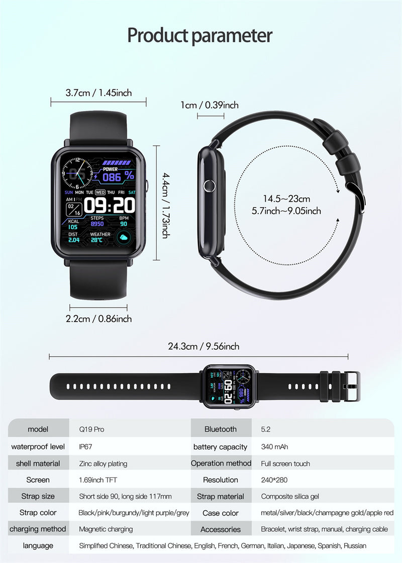 Q19 Pro Smart Watch with 25 different features .  waterproof watch