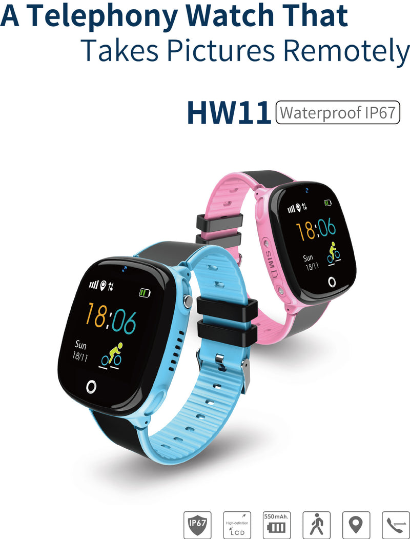 Smart watch  Two way calling,voice chat,SMS,one key SOS,one key listening,GEO-fence,pedometer,alarm clock more features