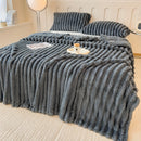 1pc Traditional-Style Striped Plush Blanket, Thick Double-Sided Fleece, All-Season Multipurpose Knit Polyester, Machine Washable, 250-300gsm