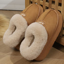 Women'S Preppy Solid Color Slip on Furry Slippers, Soft Warm Plus Fleece House Shoes