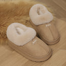 Women'S Preppy Solid Color Slip on Furry Slippers, Soft Warm Plus Fleece House Shoes