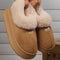 Women'S Preppy Solid Color Slip on Furry Slippers, Soft Warm Plus Fleece House Shoes