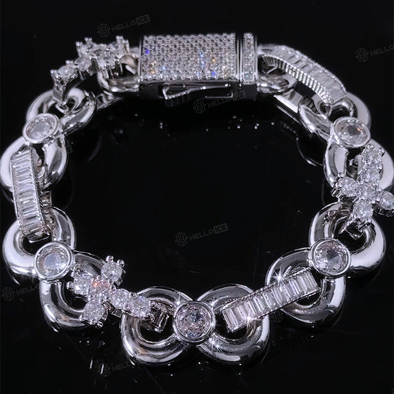 12mm Baguette Cut Cross Bracelet
