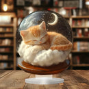 Boho-Chic Acrylic Cat Snow Globe Decor - Dreamy Kitten Under Moonlight, Perfect for Home, Office & Cafe Display, Ideal Gift