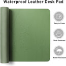 Leather Desk Pad Protector,Mouse Pad,Office Desk Mat, Non-Slip PU Leather Desk Blotter,Laptop Desk Pad,Waterproof Desk Writing Pad for Office and Home (31.5" X 15.7",Olive Green)