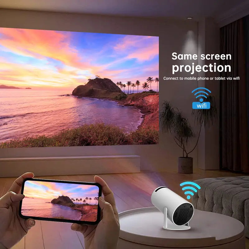 1080P Projector with Speaker Portable Mini Projetor For Android 11 Dual 200 ANSI Allwinner Home Cinema Outdoor Projetor Home Movies Mobile Phone