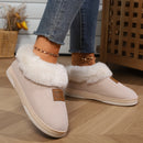 Women's Faux Fur Lined Slippers, Indoor Warm Plush House Shoes, Non-Slip Soft Sole Bedroom Footwear