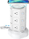 Power Strip Tower,  Surge Protector Tower with 15W Magnetic Wireless Charger, 1050J, 13A Charging Station with 12 AC Outlets & 6 USB Ports, 6.5Ft Extension Cord for Home Office, White