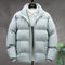 Winter Stand-collar Cotton Coat Couple Casual Warm Plus Velvet Thicken Solid Color Jacket For Men's Clothing