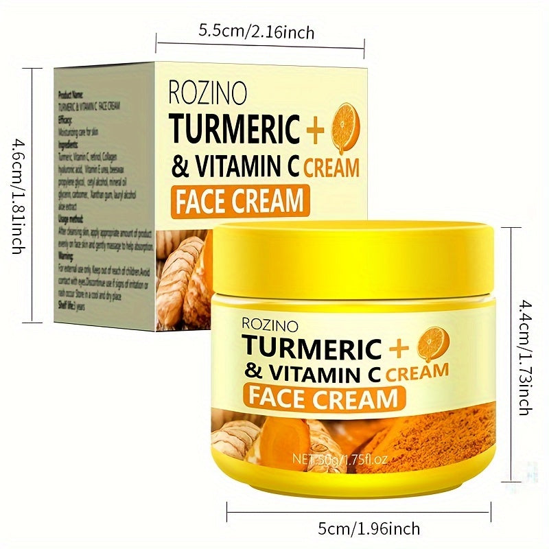 50g Turmeric + Vitamin C Face Cream, Radiance Lazy Cream, Facial Concealer, Invisible Pore, Naked Makeup Cream, Moisturize And Rejuvenate Skin