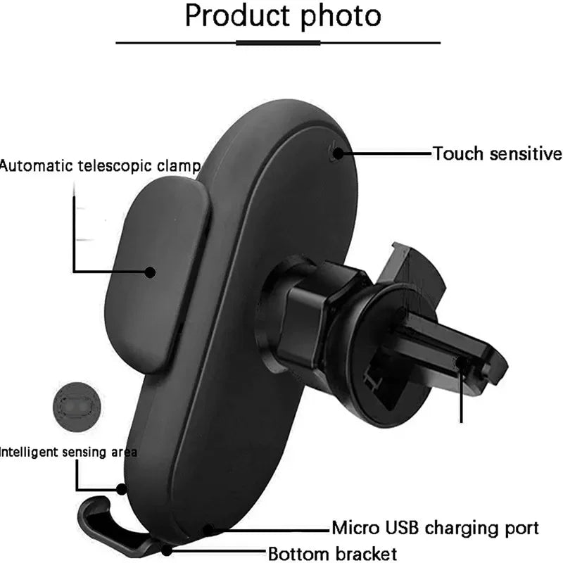 VIKEFON 30W Wireless Charger Car Mount for Air Vent Mount Car Phone Holder Rotating Intelligent Infrared Fast Wireless Charging