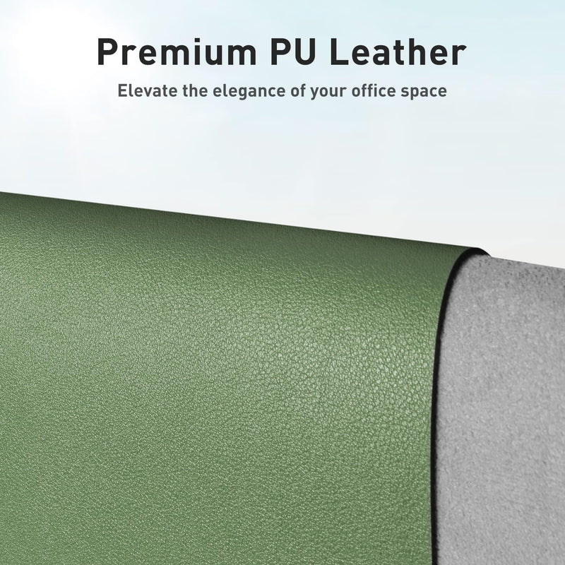 Leather Desk Pad Protector,Mouse Pad,Office Desk Mat, Non-Slip PU Leather Desk Blotter,Laptop Desk Pad,Waterproof Desk Writing Pad for Office and Home (31.5" X 15.7",Olive Green)