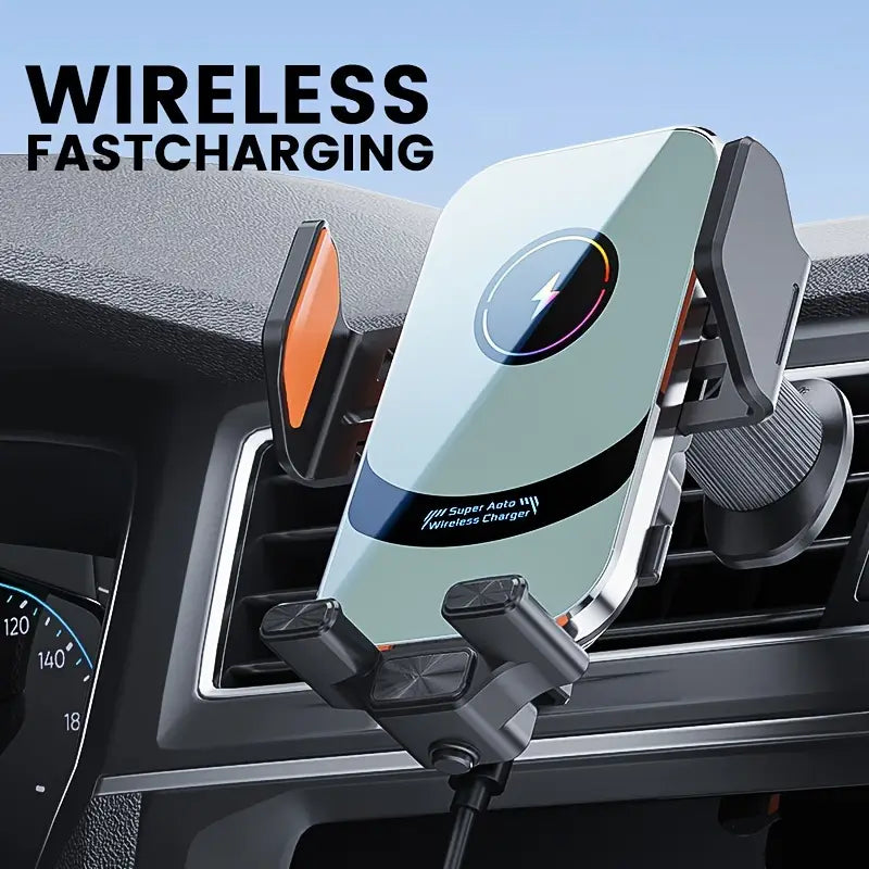 15W Wireless Car Fast Charger Phone Mount, Qi Fast Charging Auto Clamping, Air Vent Phone Holder, For iPhone 15/14/13/12