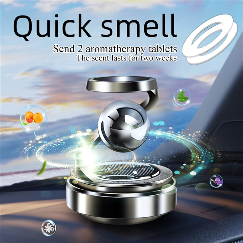 Solar-Powered Car Air Freshener - Rotating Dashboard Perfume Diffuser with Aromatherapy Flakes, High-Quality & Safe for All, Fit