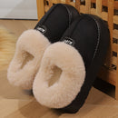 Women'S Preppy Solid Color Slip on Furry Slippers, Soft Warm Plus Fleece House Shoes