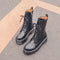 Winter Motorcycle Women's Boots Chunky Platform Ankle Boots Soft Leather