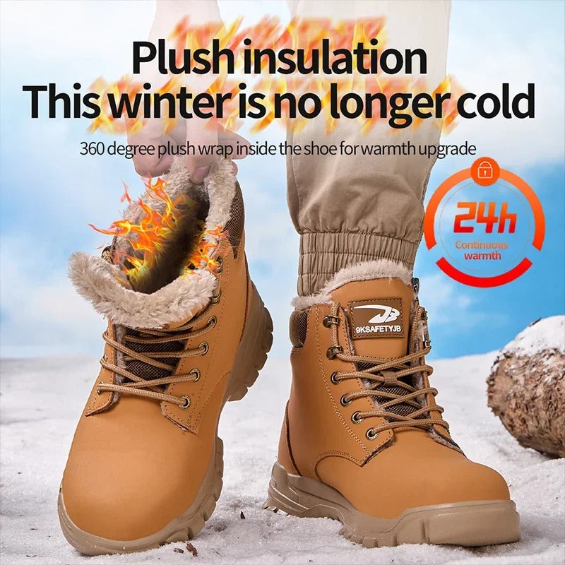 Fashion Winter Warm Men Work Safety Boots Waterproof Indestructible Steel Toe Cap Shoe