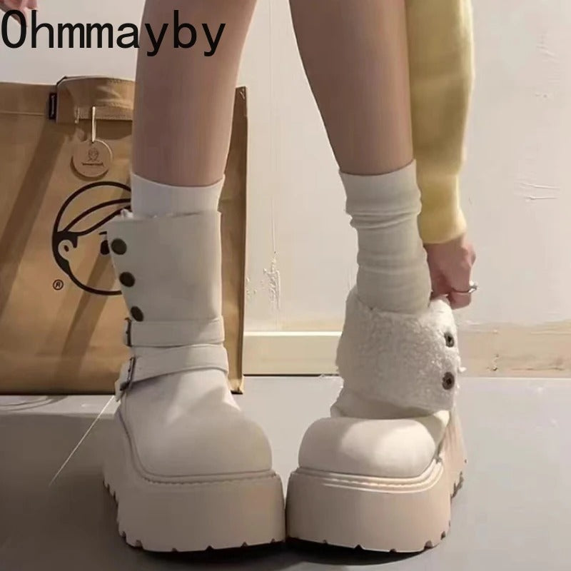 Winter Warm Plush Women Chunky Snow Boots