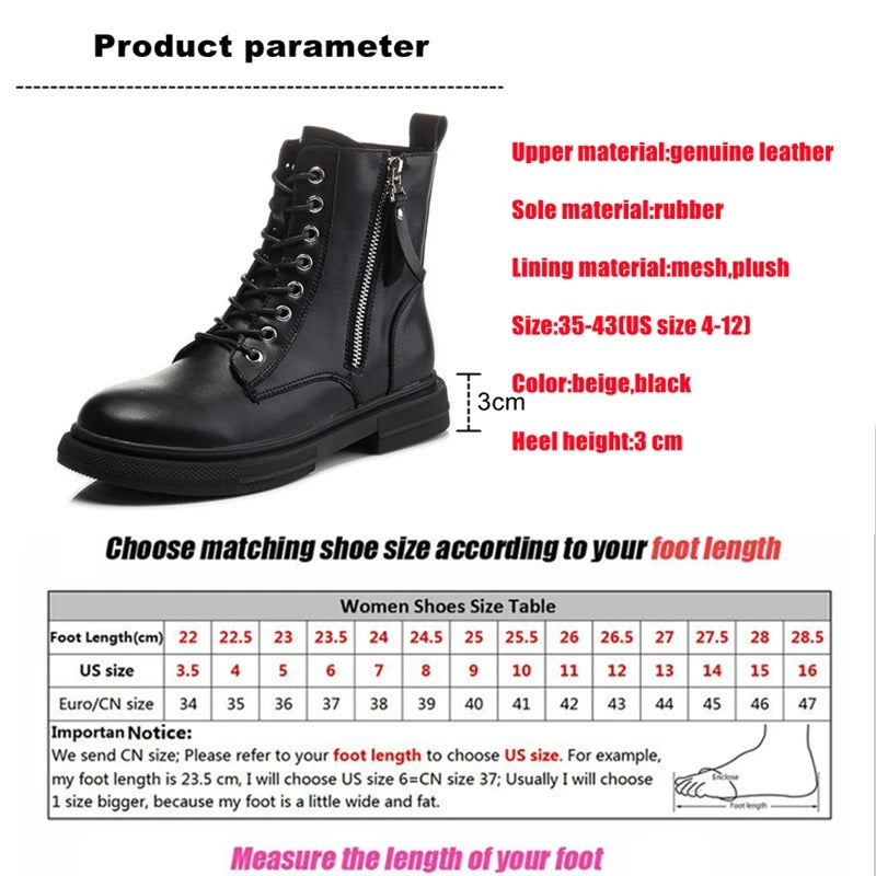 Women's Ladies Genuine Leather Female Shoes Ankle Boots