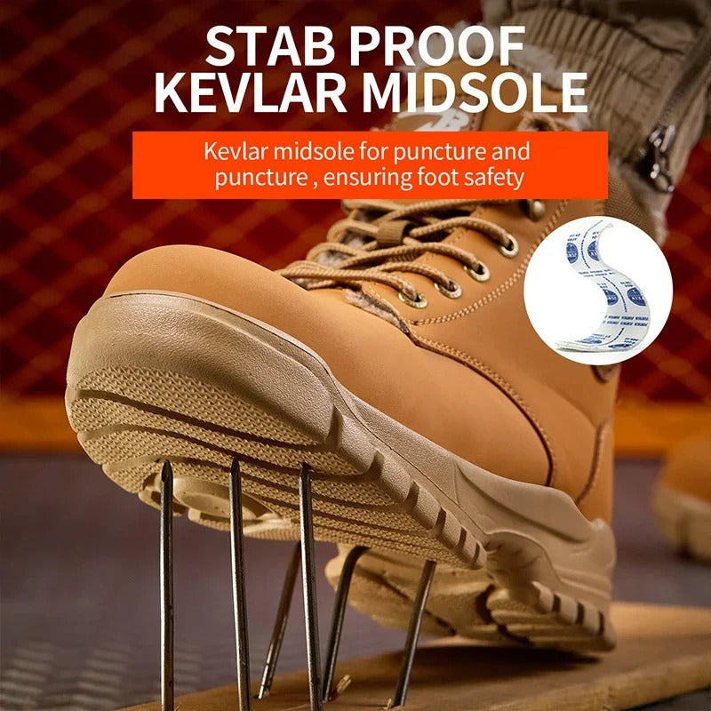 Fashion Winter Warm Men Work Safety Boots Waterproof Indestructible Steel Toe Cap Shoe