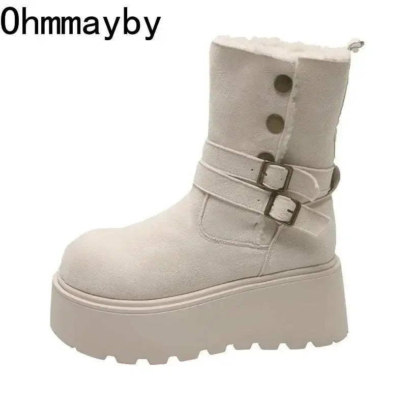 Winter Warm Plush Women Chunky Snow Boots