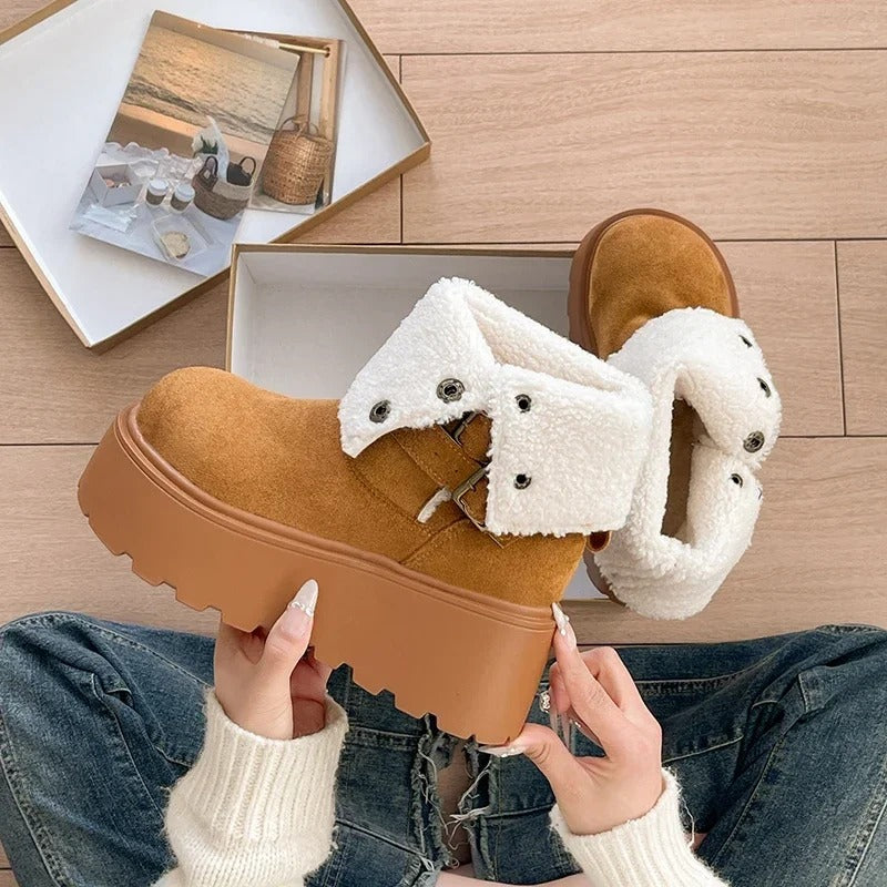 Winter Warm Plush Women Chunky Snow Boots